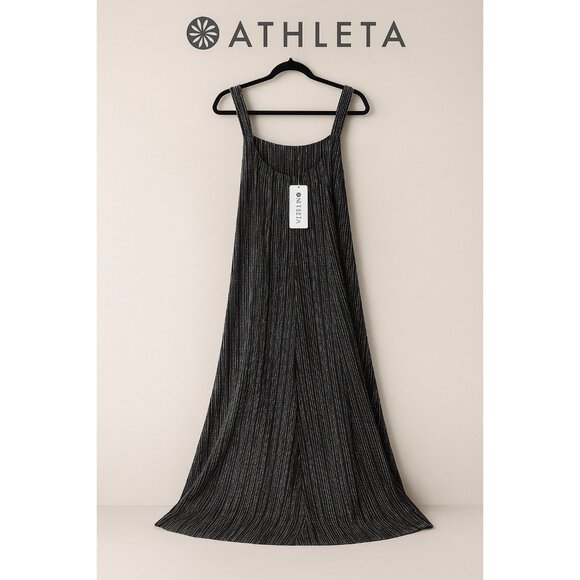 Athleta Arrival Dress Amara Stripe Black White Maxi Sleeveless NWT Women’s Large - Picture 1 of 9